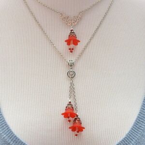 Red Bell Flower Double Necklace